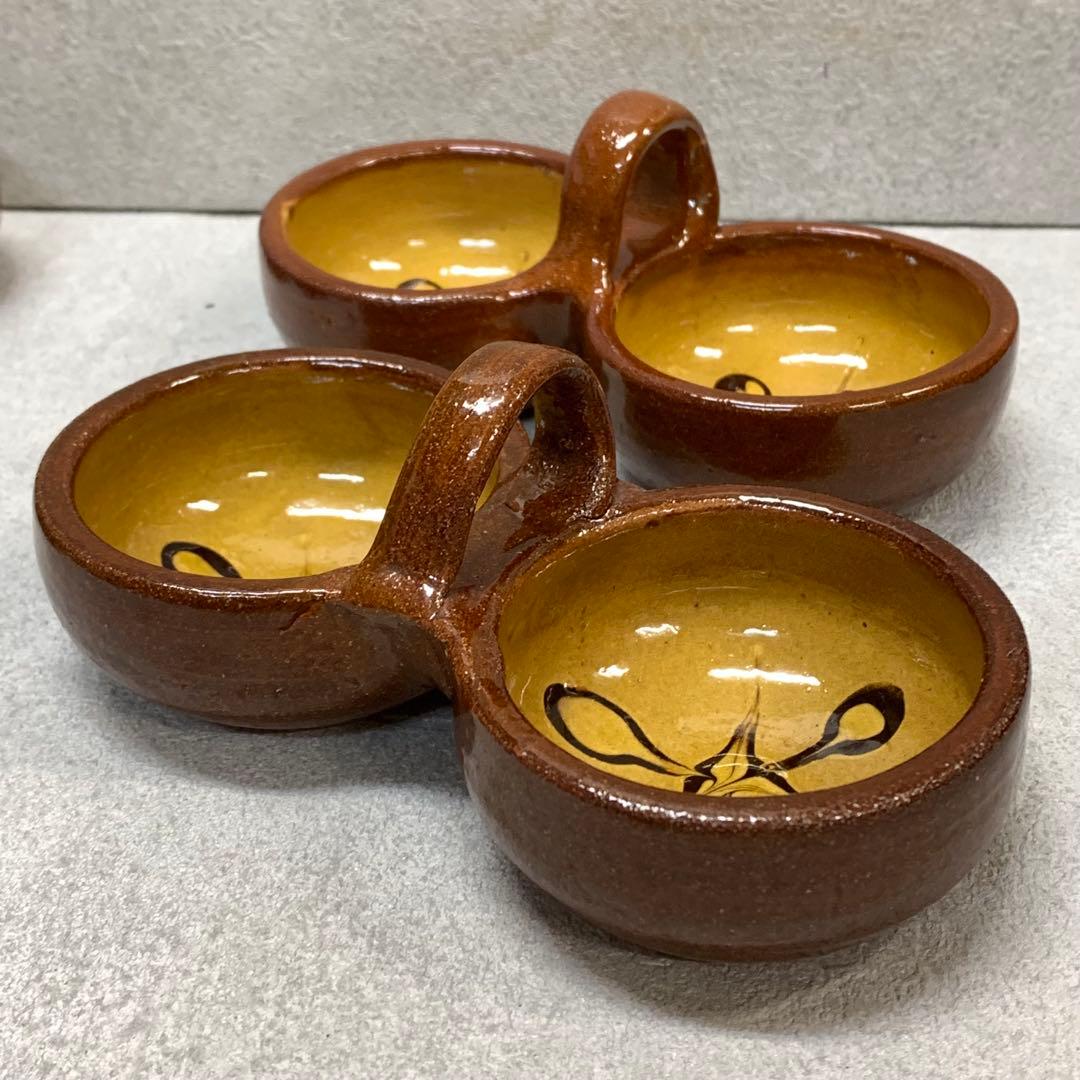 P 布志名焼 薬味入れ 4点 スリップウェア 小物入 民藝 レトロ インテリア