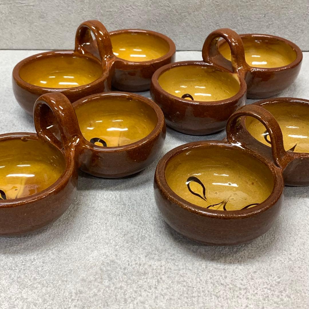 P 布志名焼 薬味入れ 4点 スリップウェア 小物入 民藝 レトロ インテリア