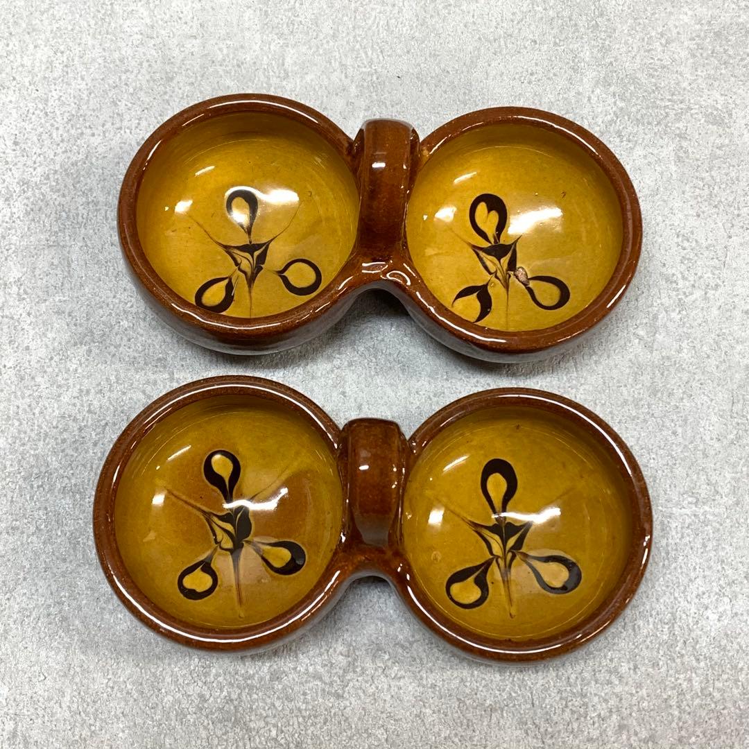 P 布志名焼 薬味入れ 4点 スリップウェア 小物入 民藝 レトロ インテリア