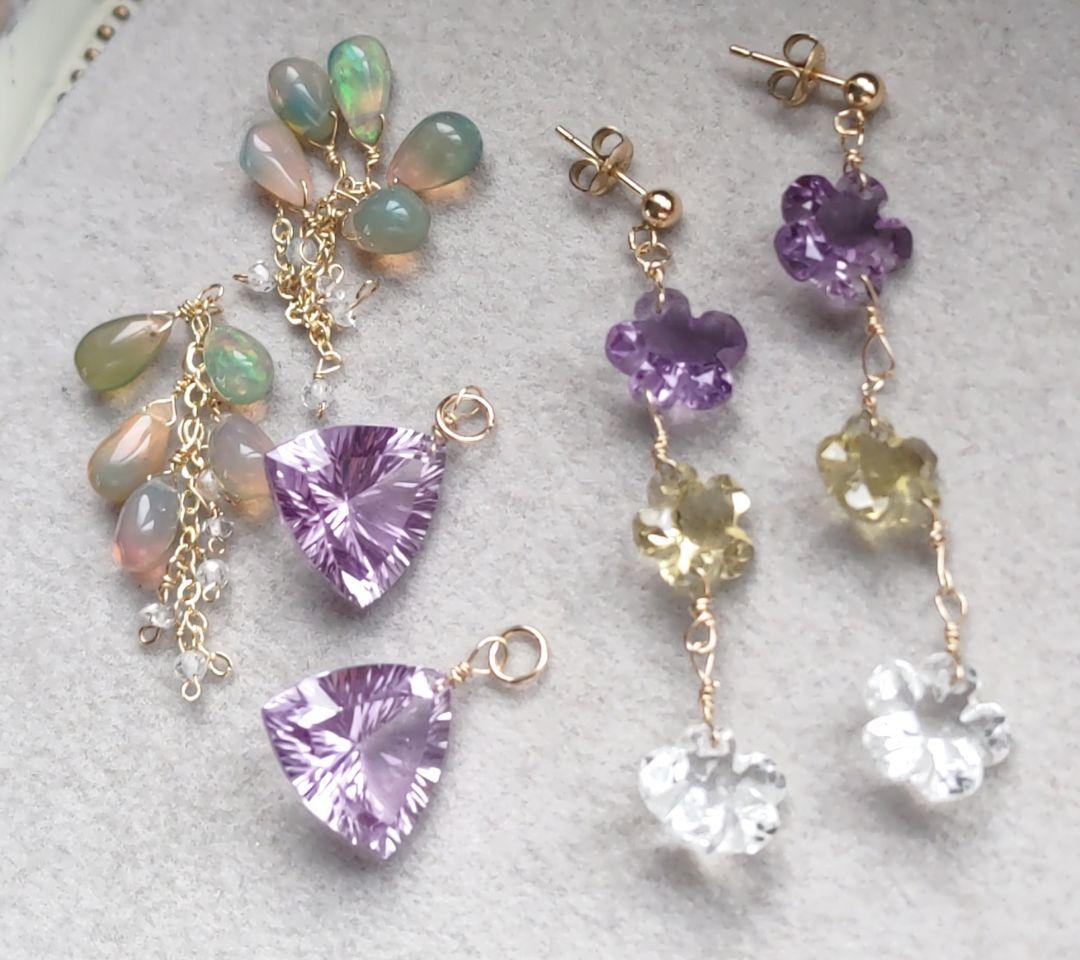 14kgfカラーオパールピアスチャーム