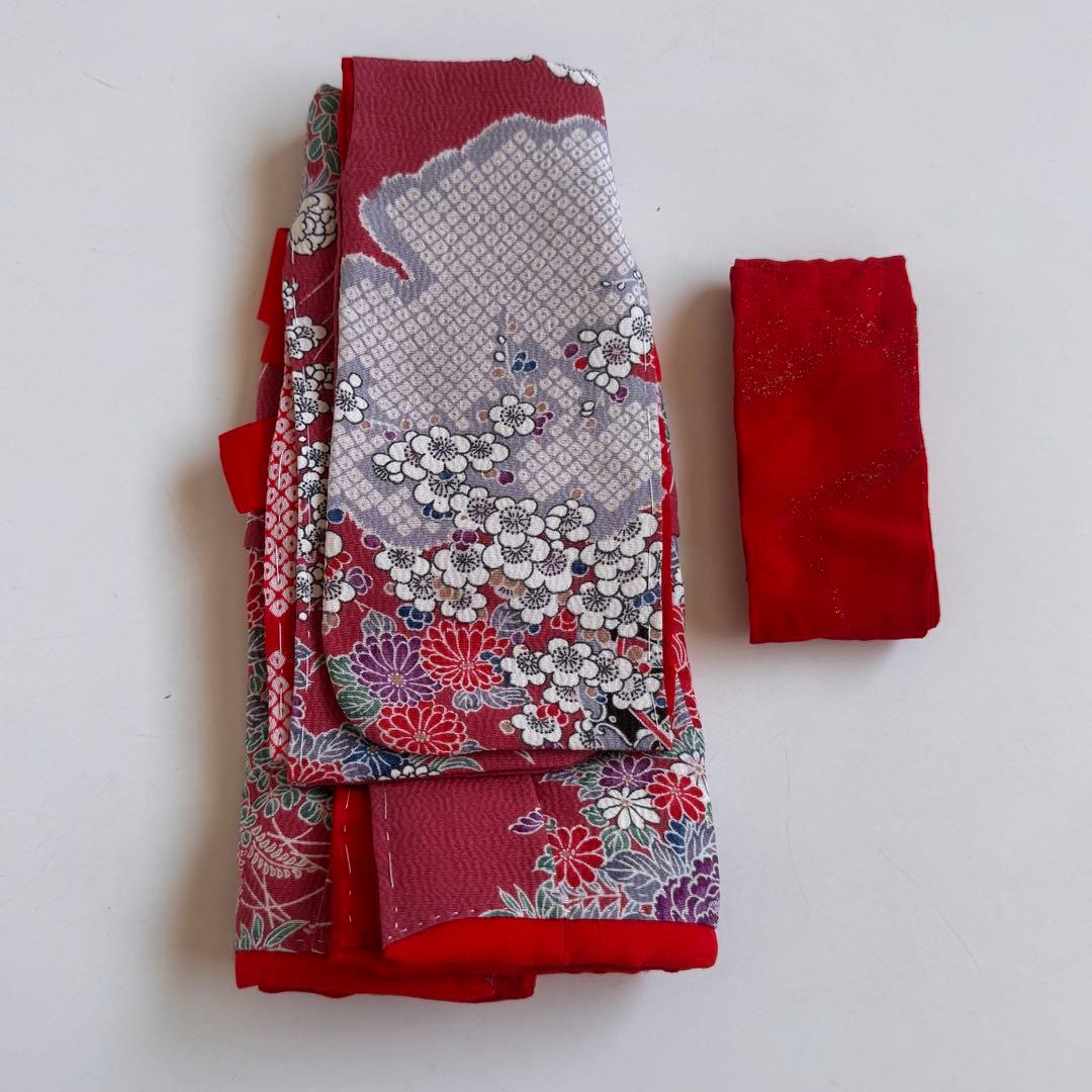 市松人形6号　身長29cmの子用着せ替え着物　正絹縮緬ピンク系