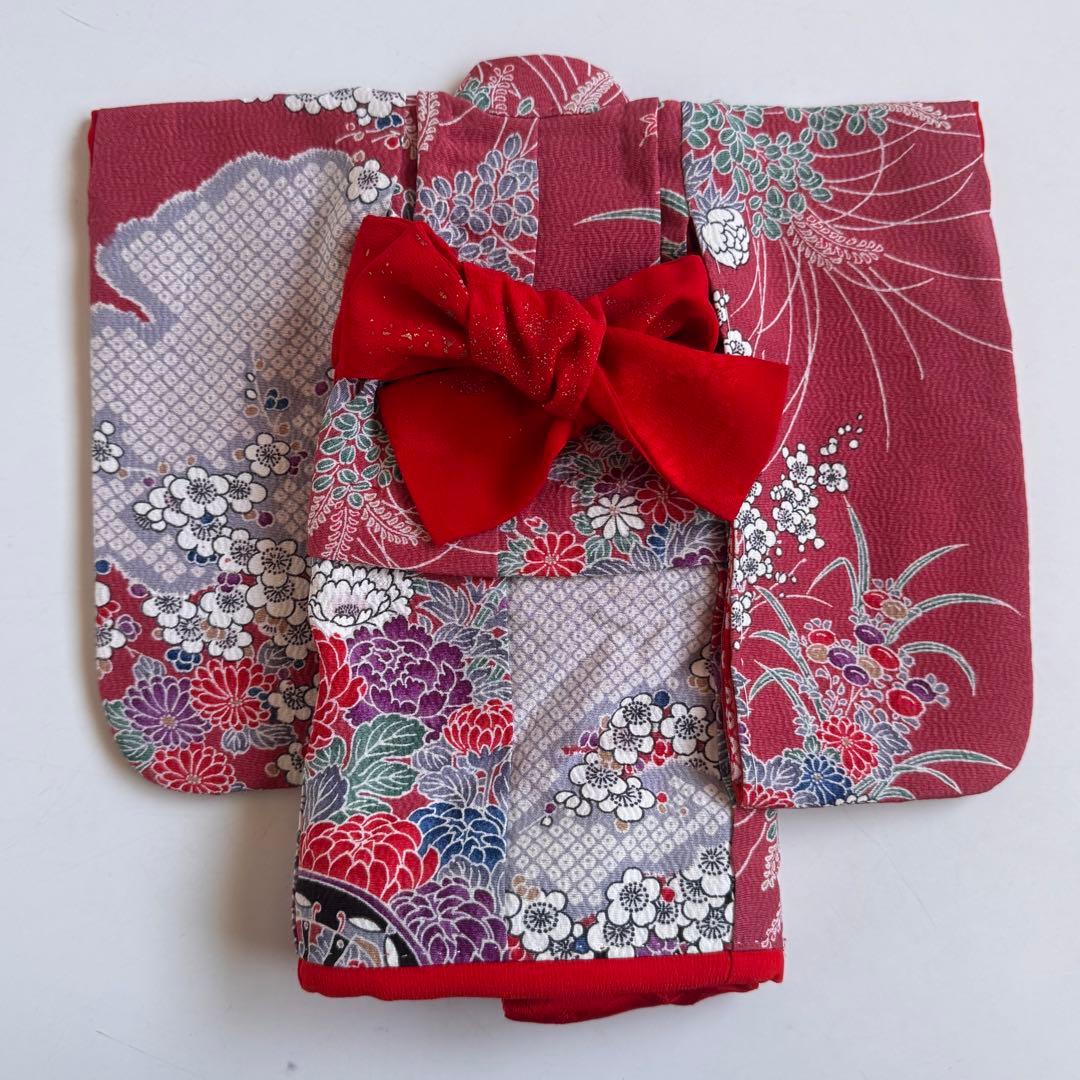 市松人形6号　身長29cmの子用着せ替え着物　正絹縮緬ピンク系