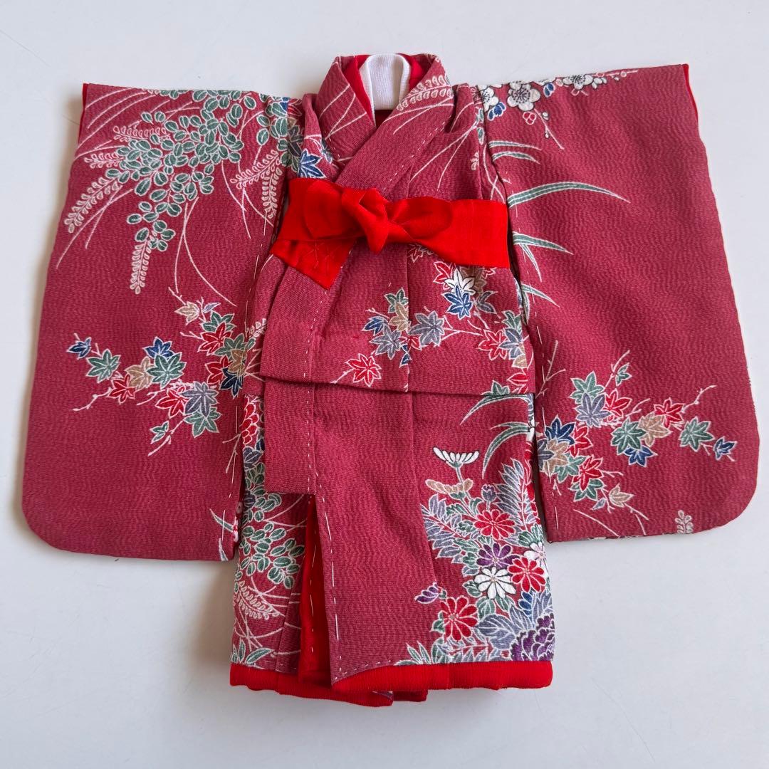市松人形6号　身長29cmの子用着せ替え着物　正絹縮緬ピンク系