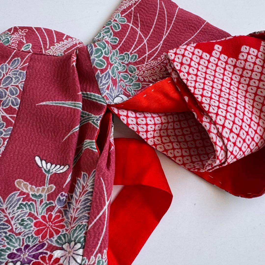 市松人形6号　身長29cmの子用着せ替え着物　正絹縮緬ピンク系