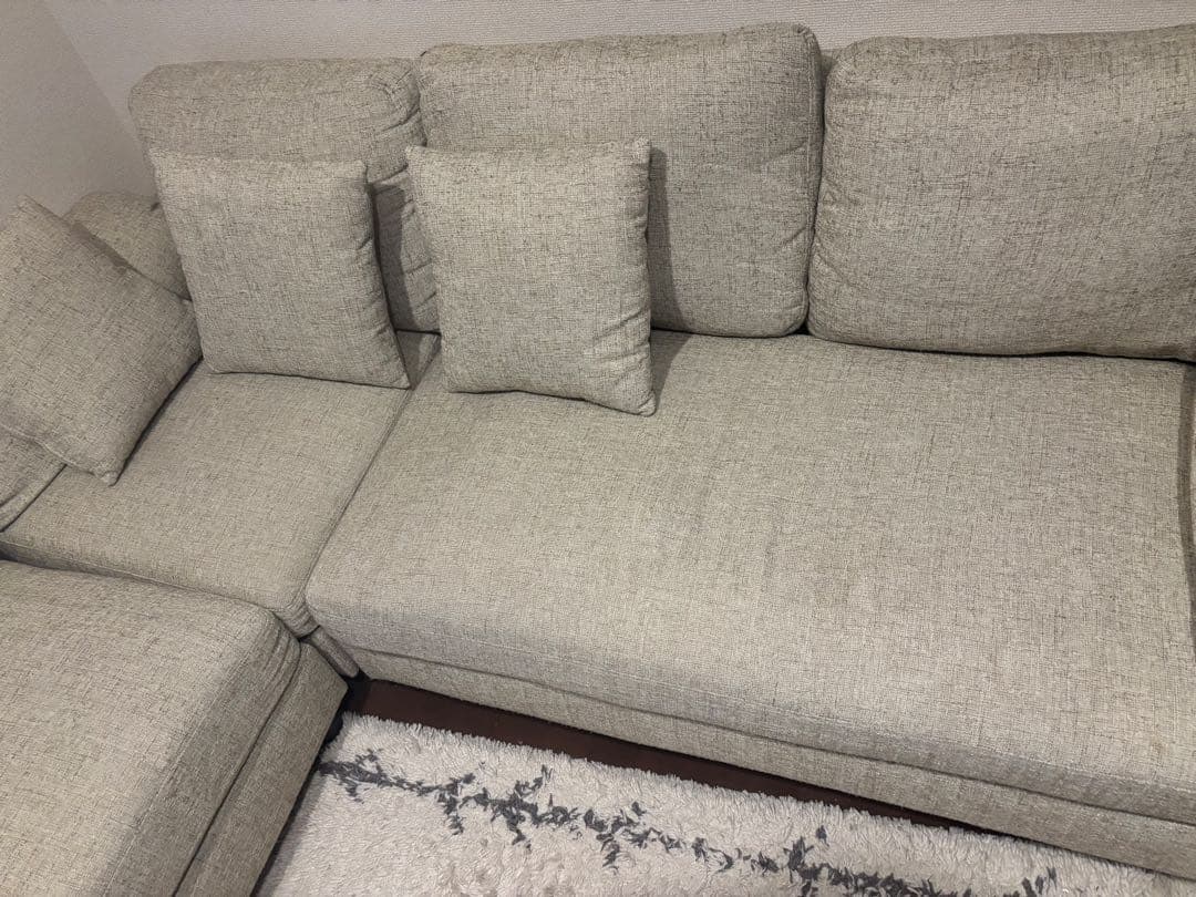 【川崎市まで引き渡しも可能】 CARLO L字型ソファ ベージュ