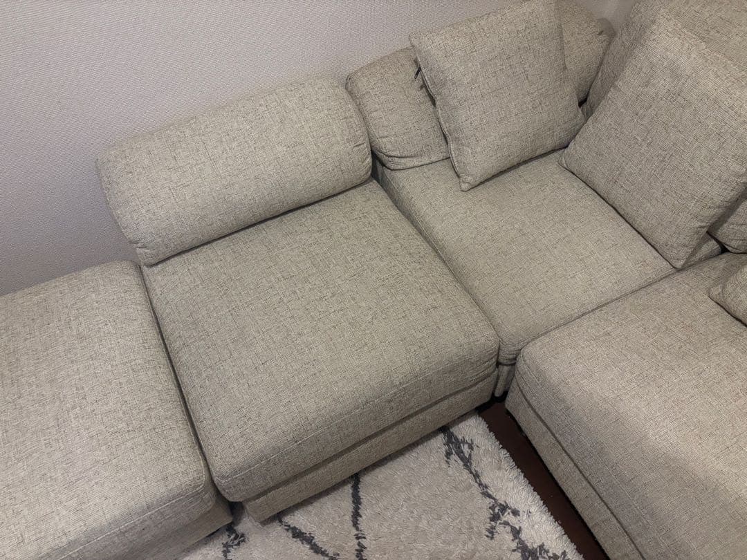 【川崎市まで引き渡しも可能】 CARLO L字型ソファ ベージュ