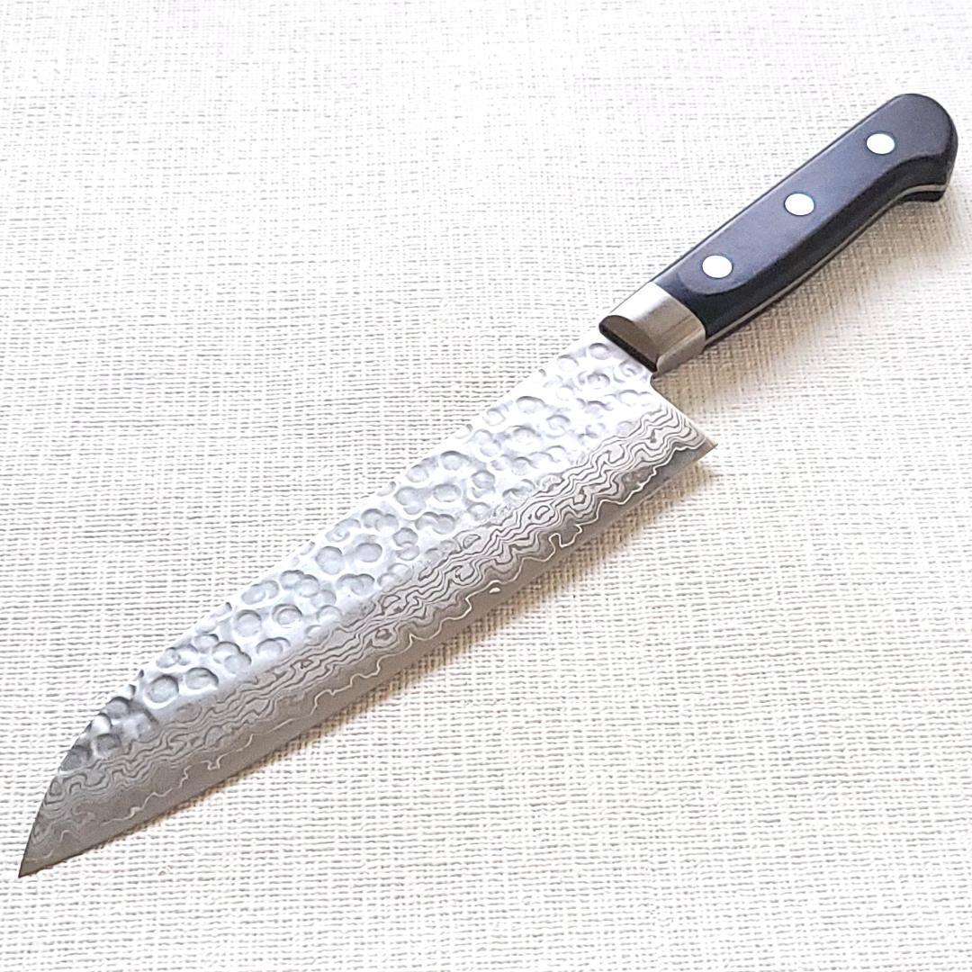 み*ん様 日本製 VG10 ダマスカス 三徳包丁185mm 黒柄 G1756E