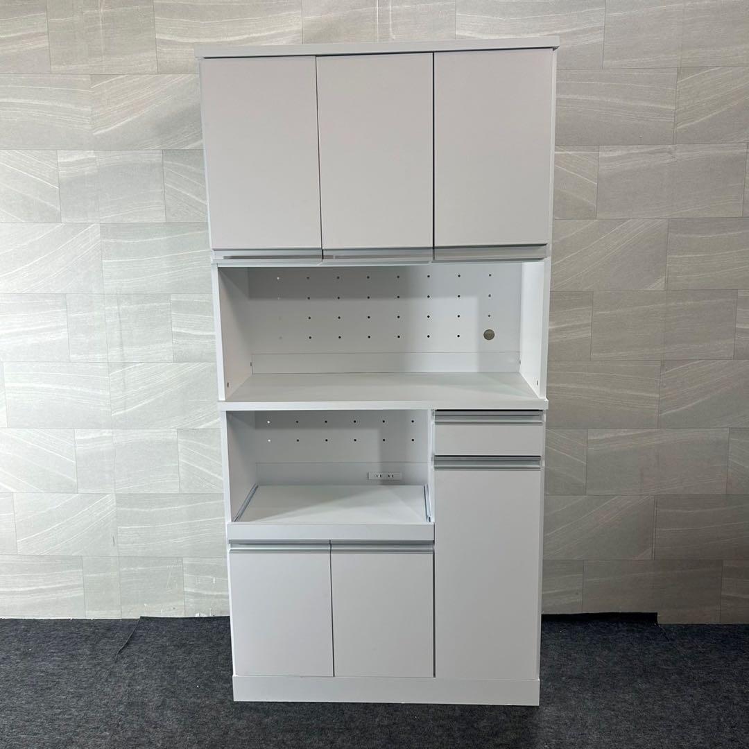 LOWYA 食器棚 幅90cm キッチンボード 高機能 レンジ台 d4468