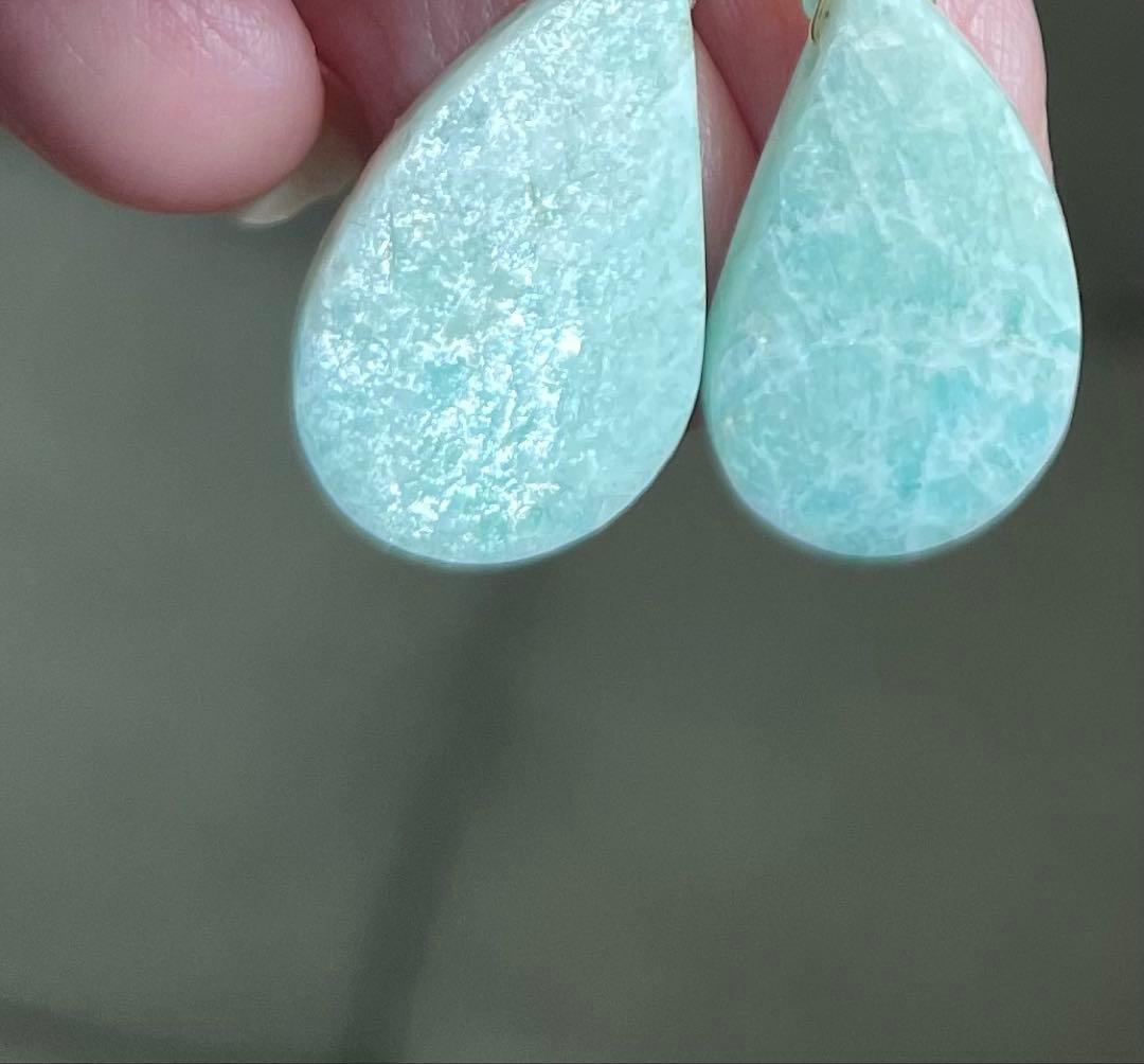 ラスト キラキラアマゾナイト雫型ピアスチャーム