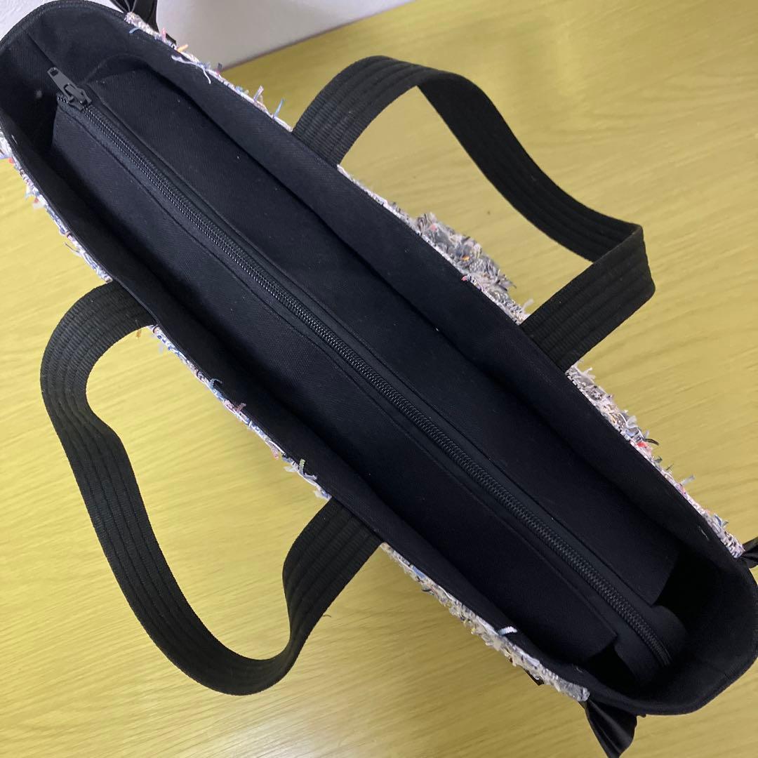 フリルバック　ビッグリボンバック　ツイードバッグ　横40×縦28×マチ12cm
