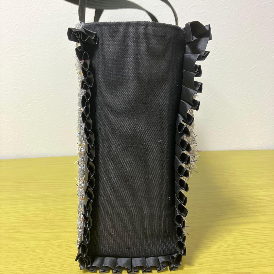 フリルバック　ビッグリボンバック　ツイードバッグ　横40×縦28×マチ12cm