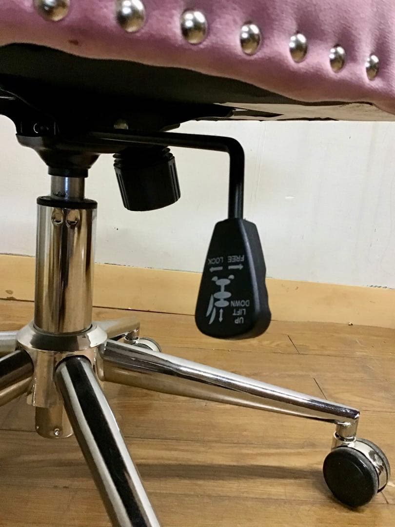 管249☆デスクチェア☆ベルベット☆オフィス回転チェア☆ 昇降チェア☆クロム脚