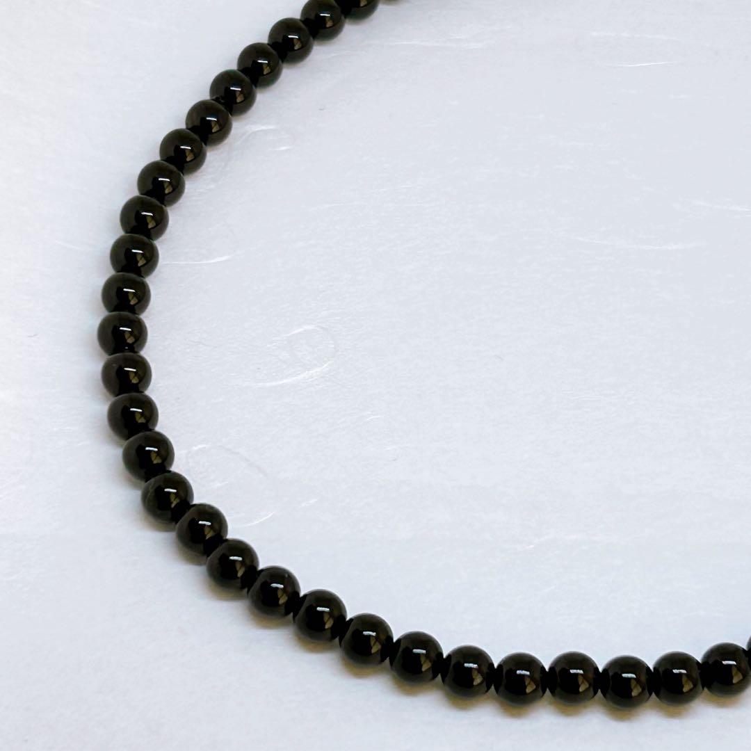 AAAモリオン丸8mmネックレス40cm+アジャスター5cm 黒水晶　持ち主守る