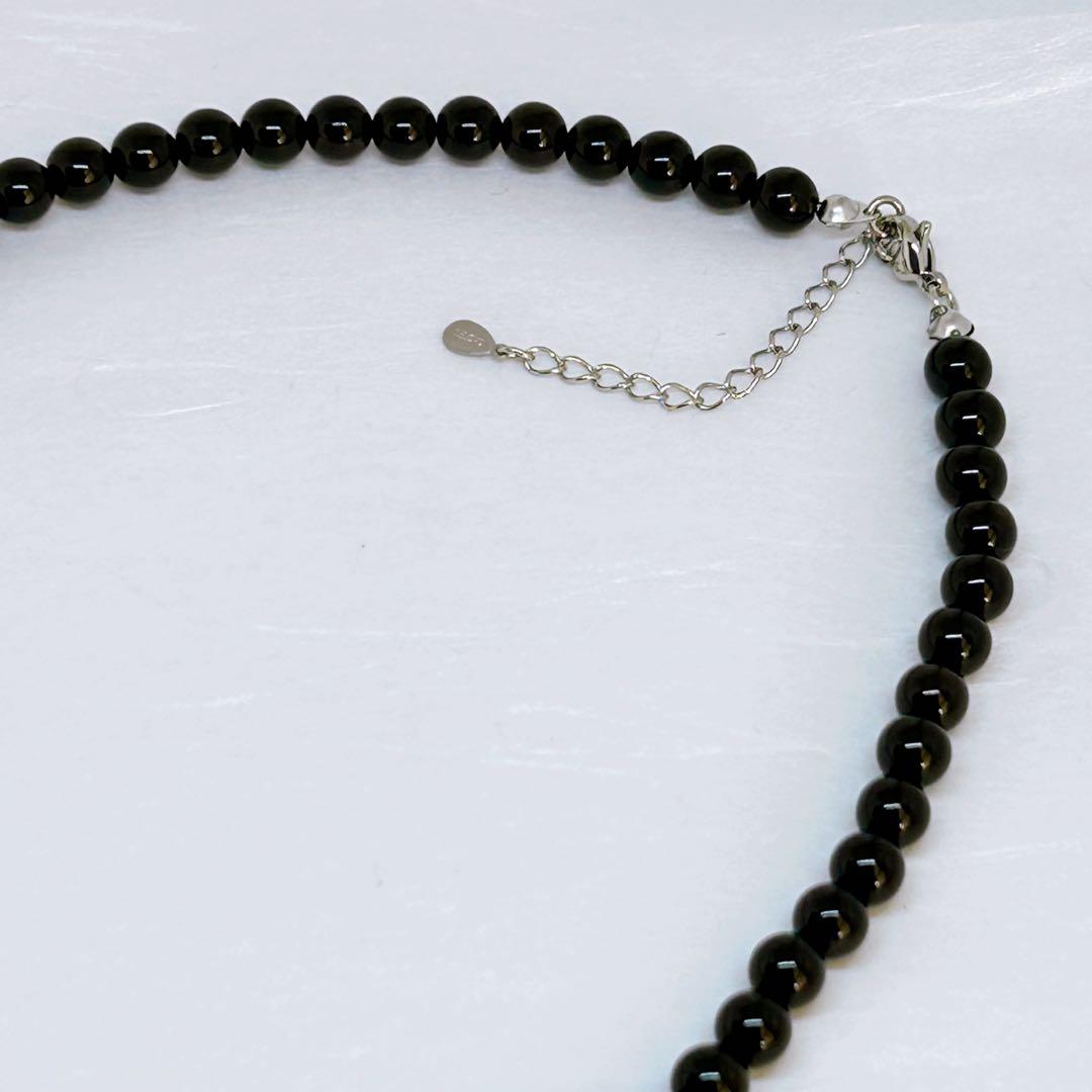 AAAモリオン丸8mmネックレス40cm+アジャスター5cm 黒水晶　持ち主守る