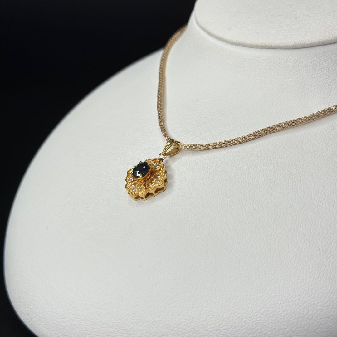 K18 サファイア ダイヤモンドペンダントトップ