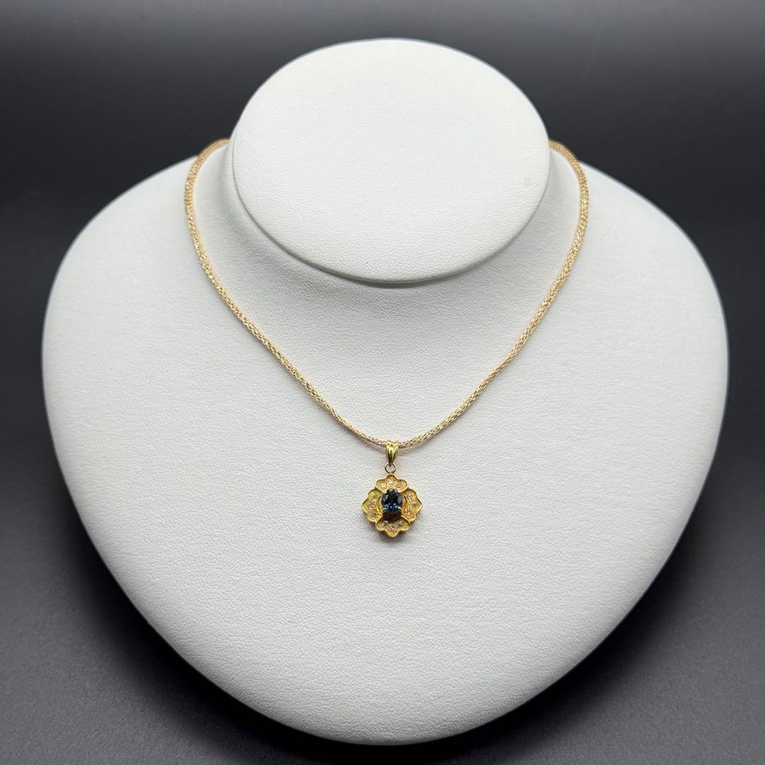 K18 サファイア ダイヤモンドペンダントトップ