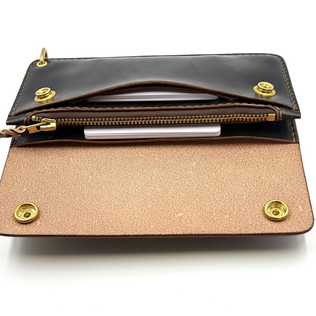 トラッカーウォレット(ブラック)サドルレザー　タロンジッパー　ヴィンテージタイプ