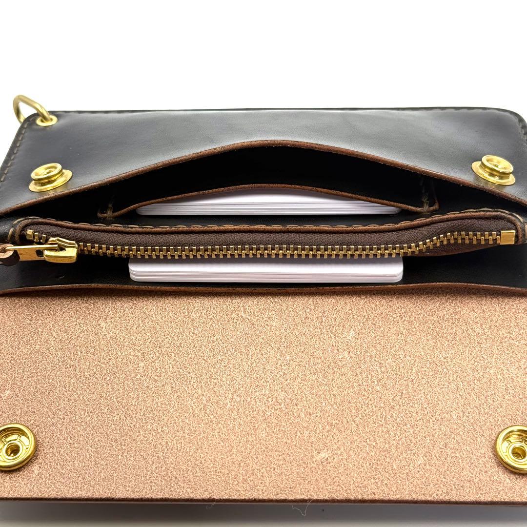 トラッカーウォレット(ブラック)サドルレザー　タロンジッパー　ヴィンテージタイプ