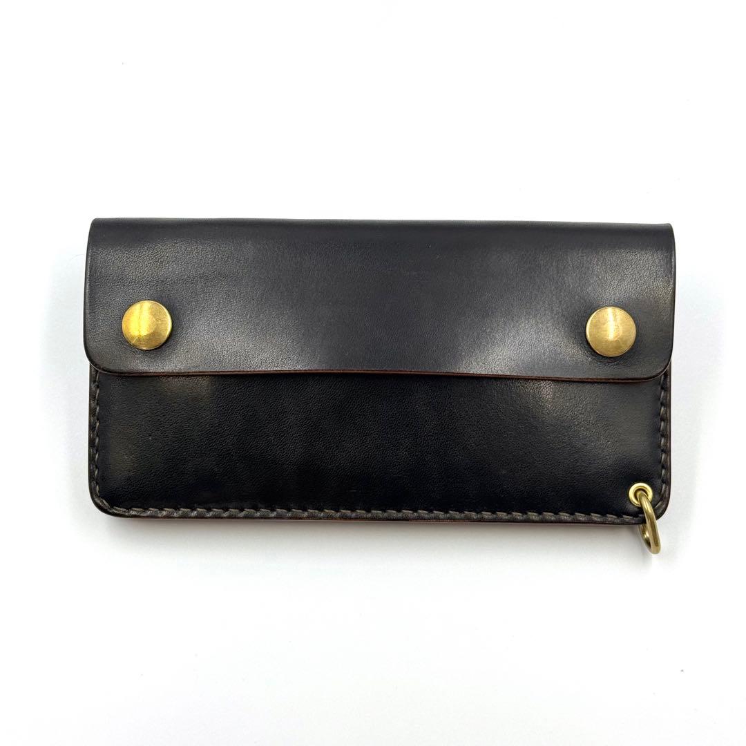 トラッカーウォレット(ブラック)サドルレザー　タロンジッパー　ヴィンテージタイプ