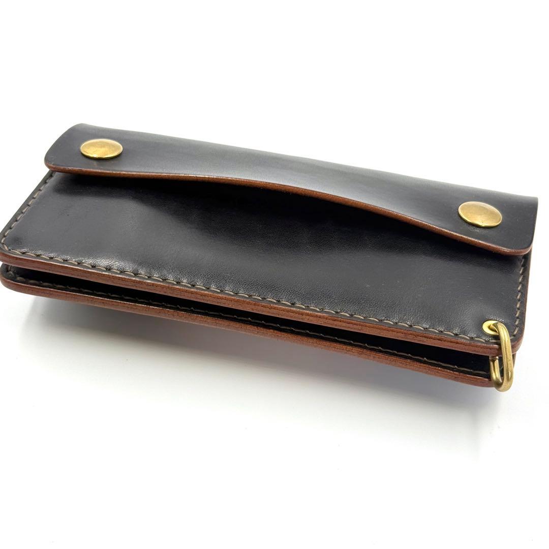 トラッカーウォレット(ブラック)サドルレザー　タロンジッパー　ヴィンテージタイプ