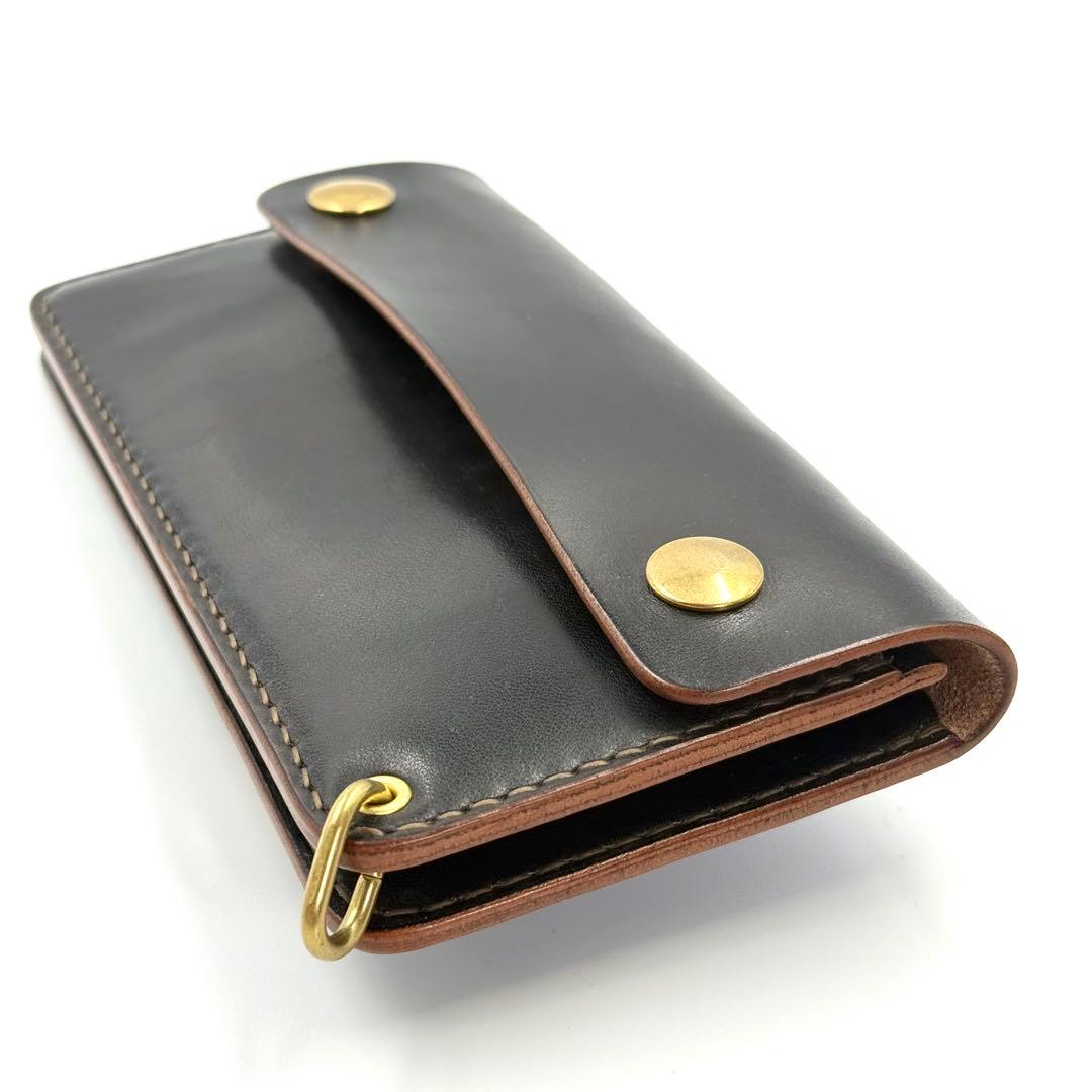 トラッカーウォレット(ブラック)サドルレザー　タロンジッパー　ヴィンテージタイプ