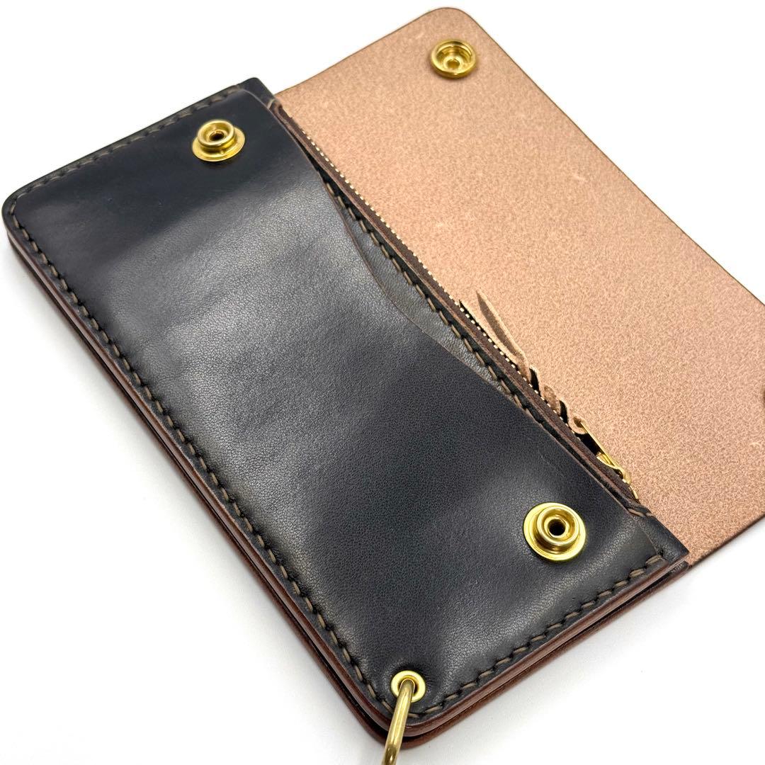 トラッカーウォレット(ブラック)サドルレザー　タロンジッパー　ヴィンテージタイプ