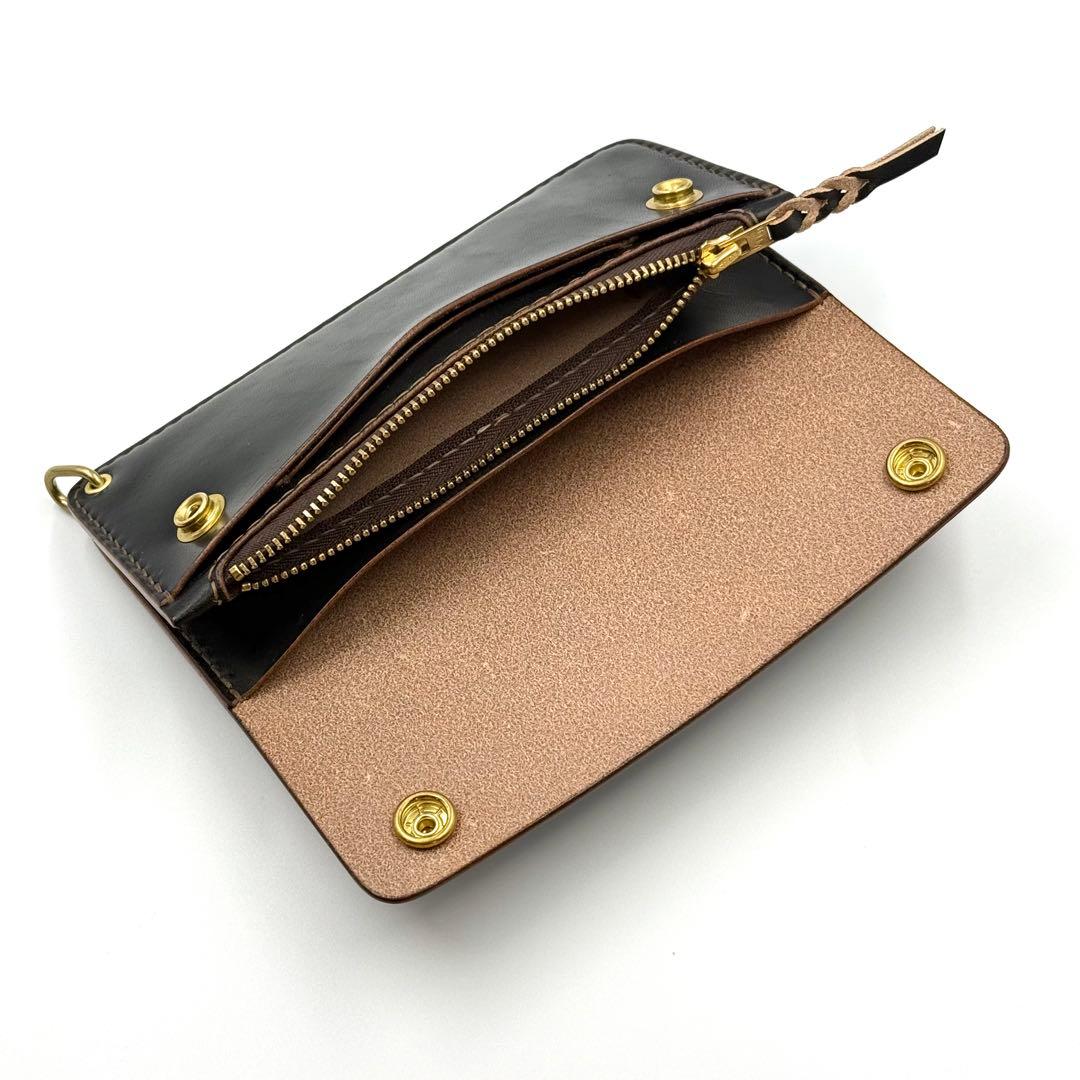 トラッカーウォレット(ブラック)サドルレザー　タロンジッパー　ヴィンテージタイプ