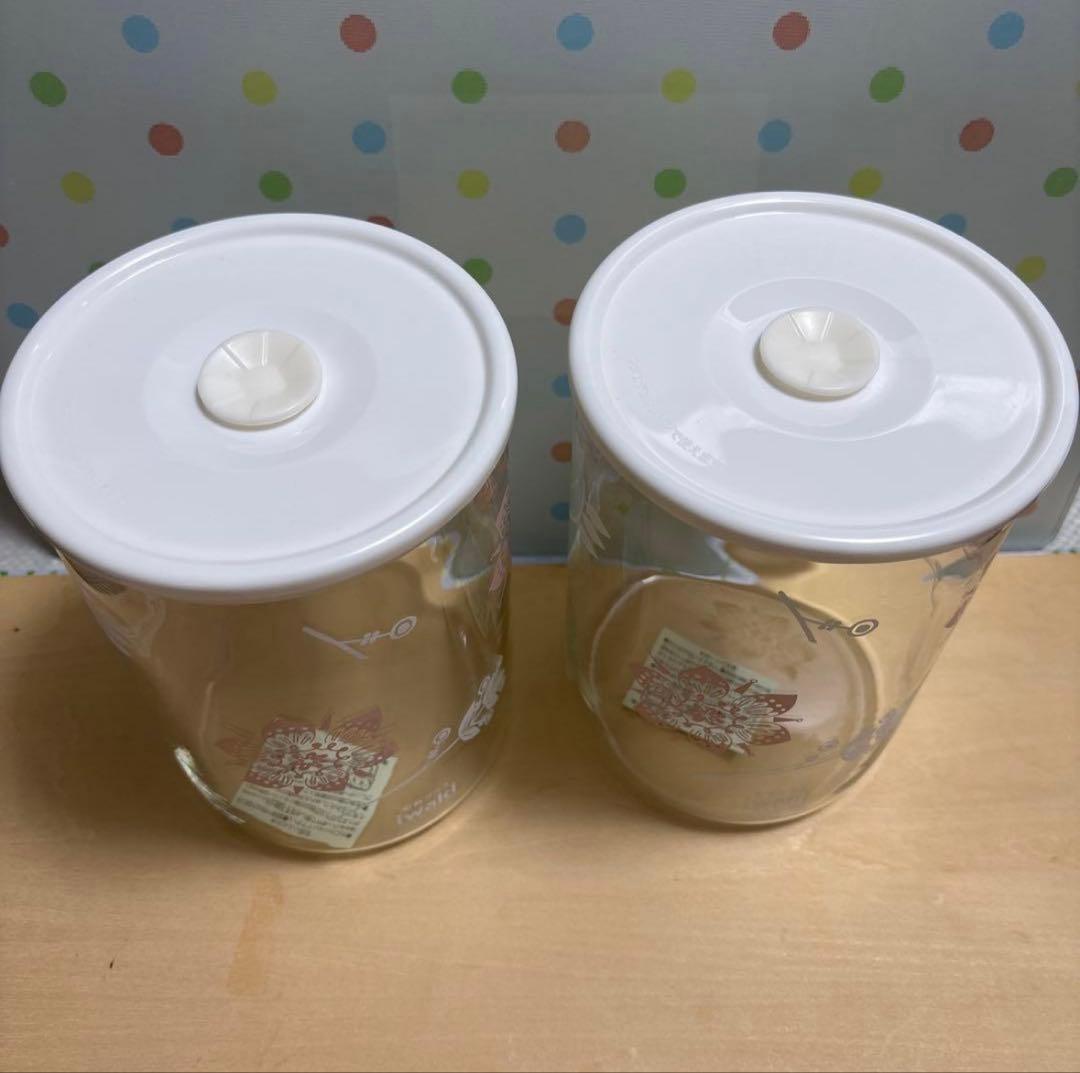 イワキ 密閉パック＆レンジ ５点セット ピンク 蓋付きガラス容器