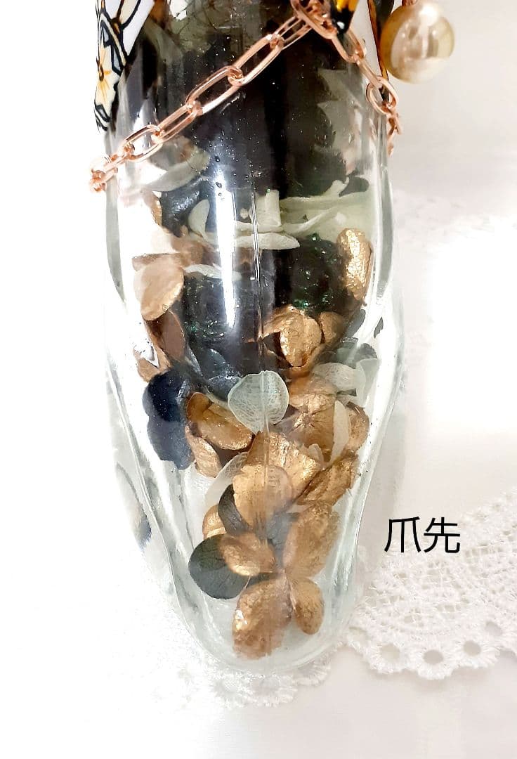 限定品　ハーバリウム　ヒールボトル(BLACK&GOLD)