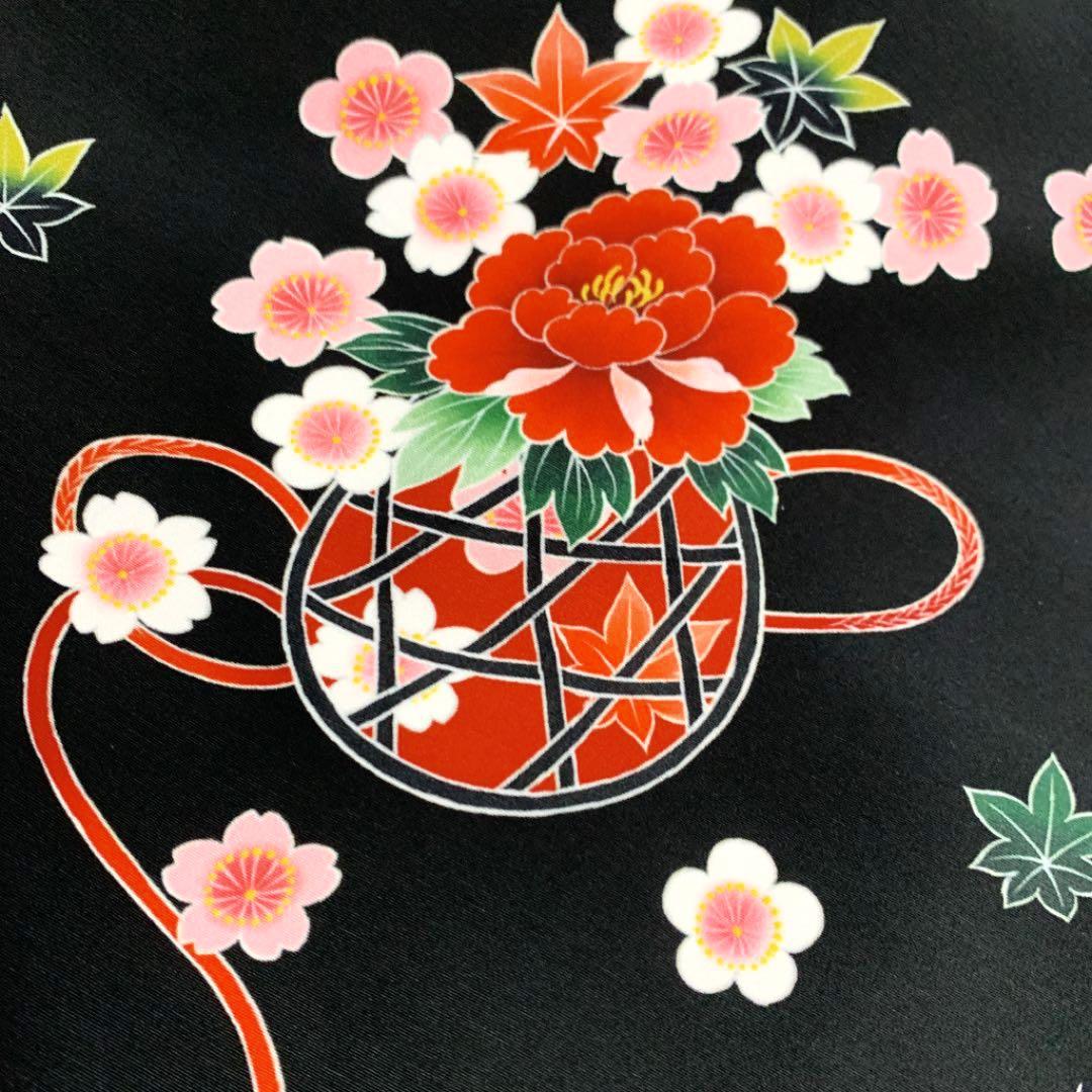 正絹  七歳祝い着 七五三 可愛い花籠(新品)