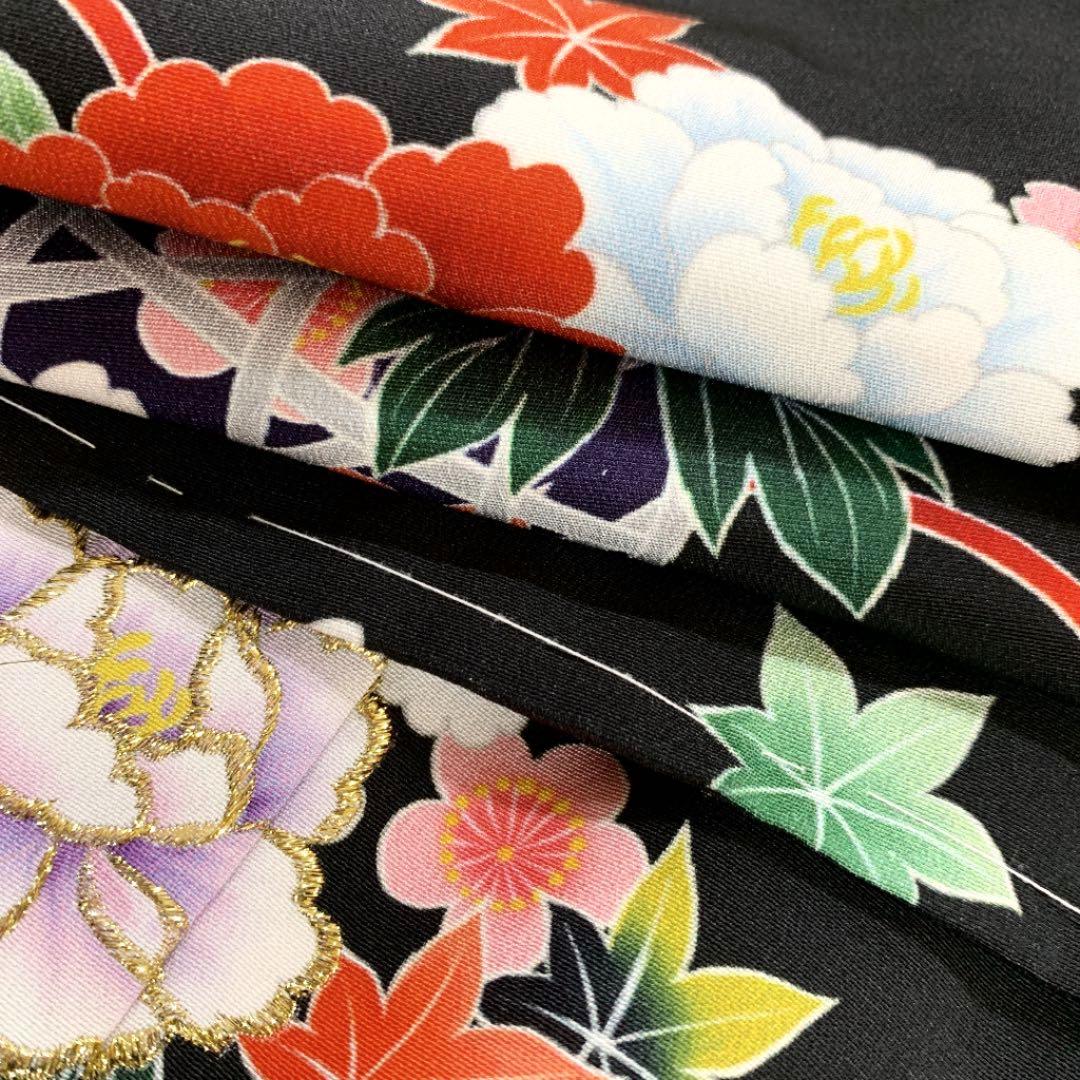 正絹  七歳祝い着 七五三 可愛い花籠(新品)