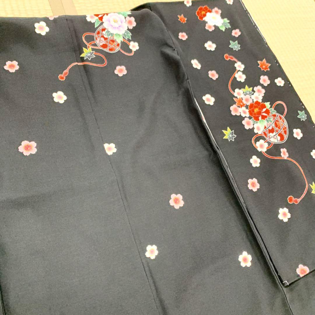 正絹  七歳祝い着 七五三 可愛い花籠(新品)