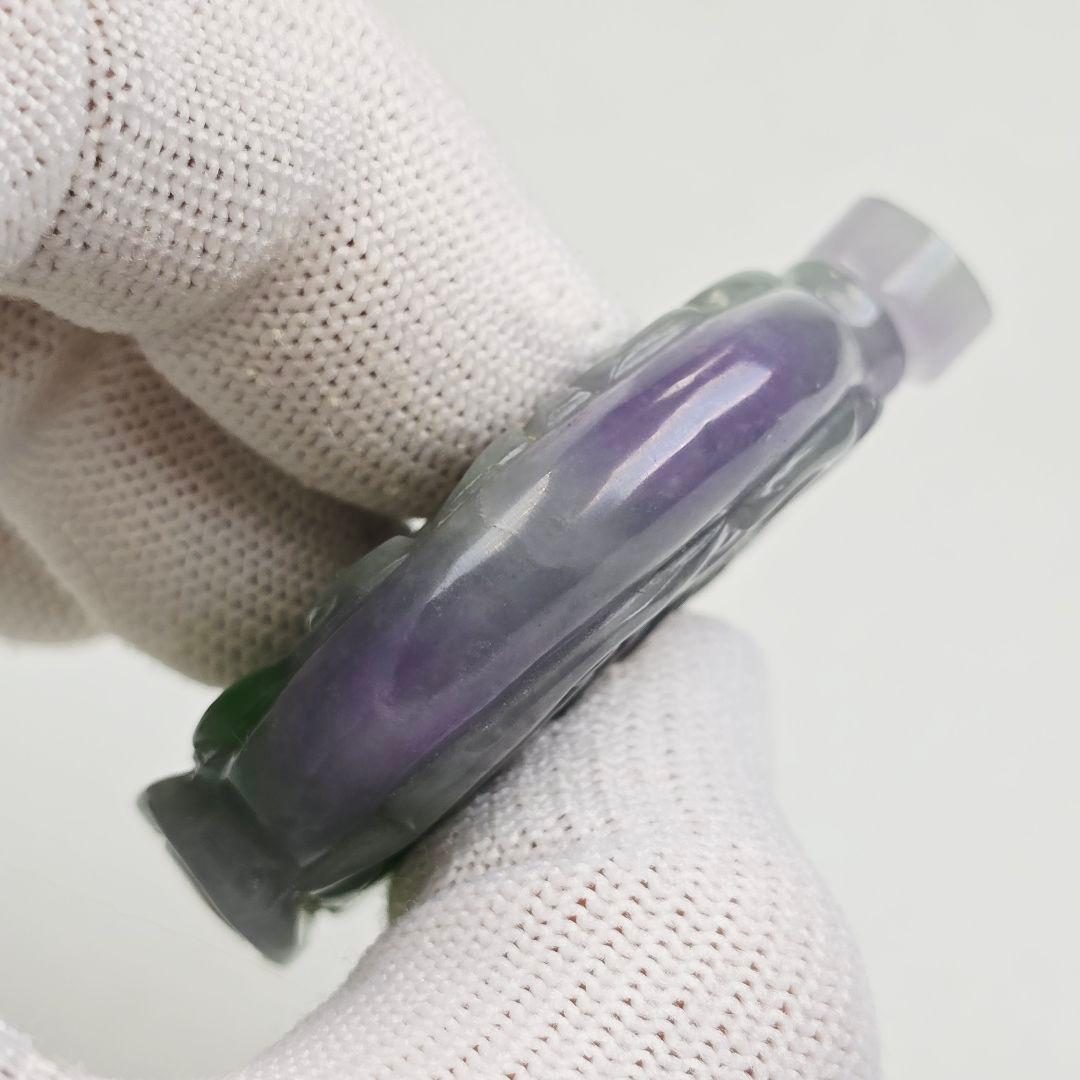 収集品 石器 古翡翠 両面 手彫 福禄如意紋 鼻煙壺 薬瓶 超美品