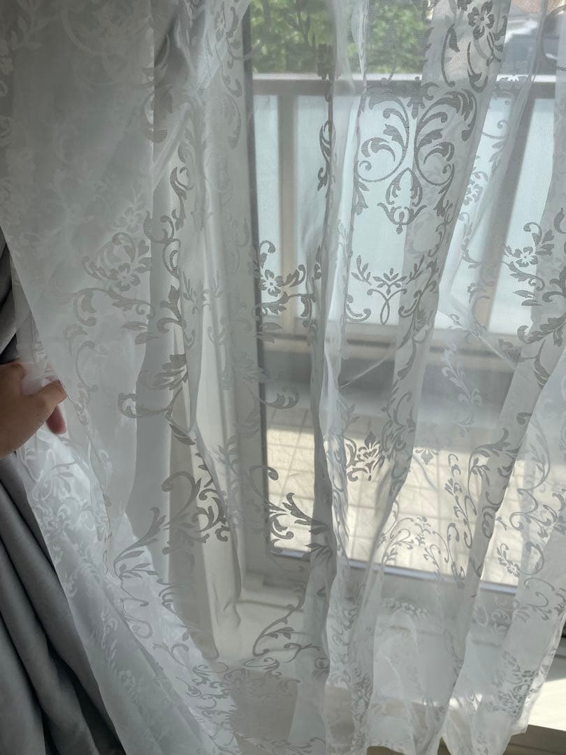 ブリス×ルシーラ ダブルカーテン H1780×W1000 ホワイト×ライトグレー