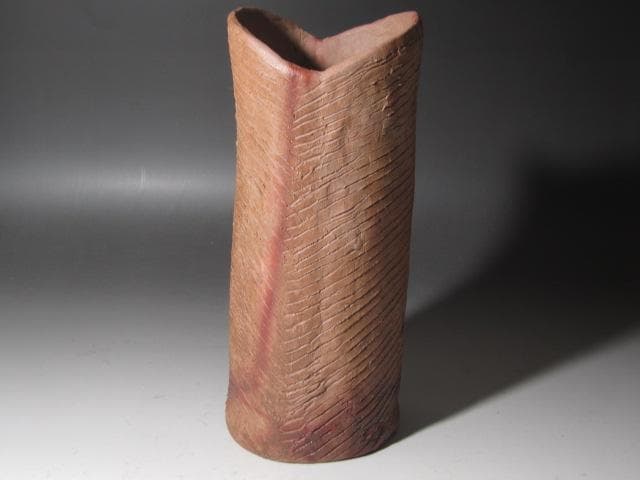 【セール】★　北大路魯山人　備前クシメ花入　味わい深い一品★x326