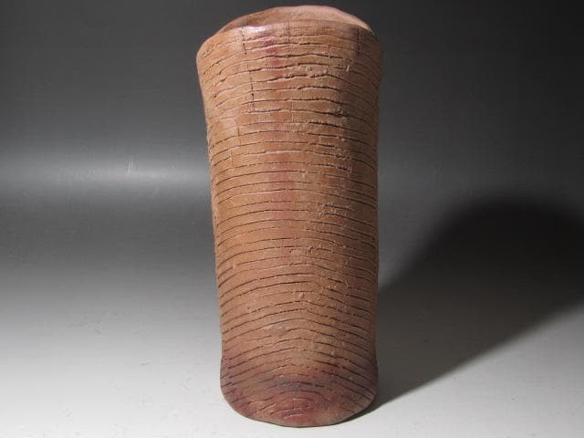 【セール】★　北大路魯山人　備前クシメ花入　味わい深い一品★x326