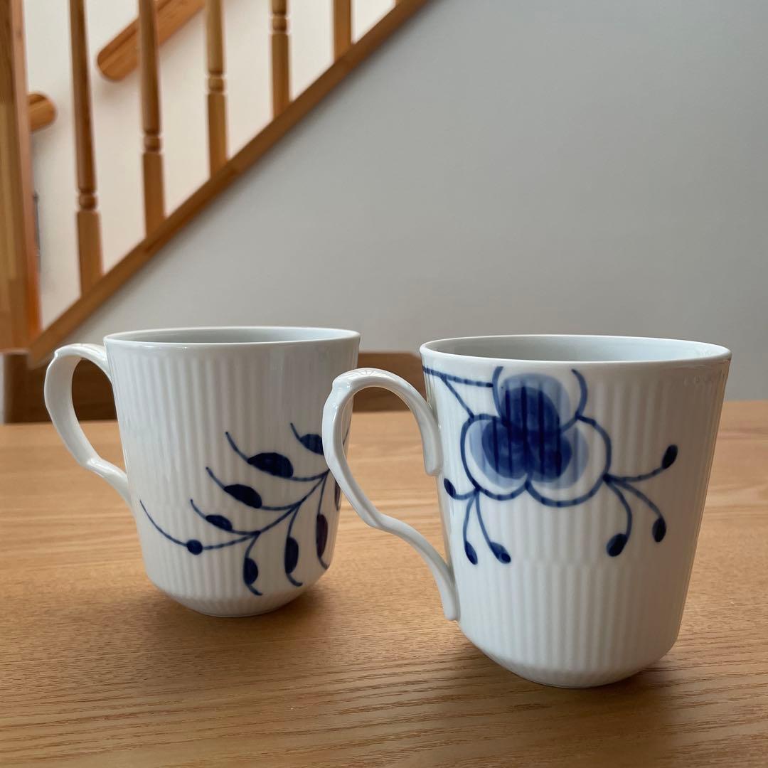 【新品未使用】ロイヤルコペンハーゲン　ブルーフルーテッド メガ マグカップ ペア