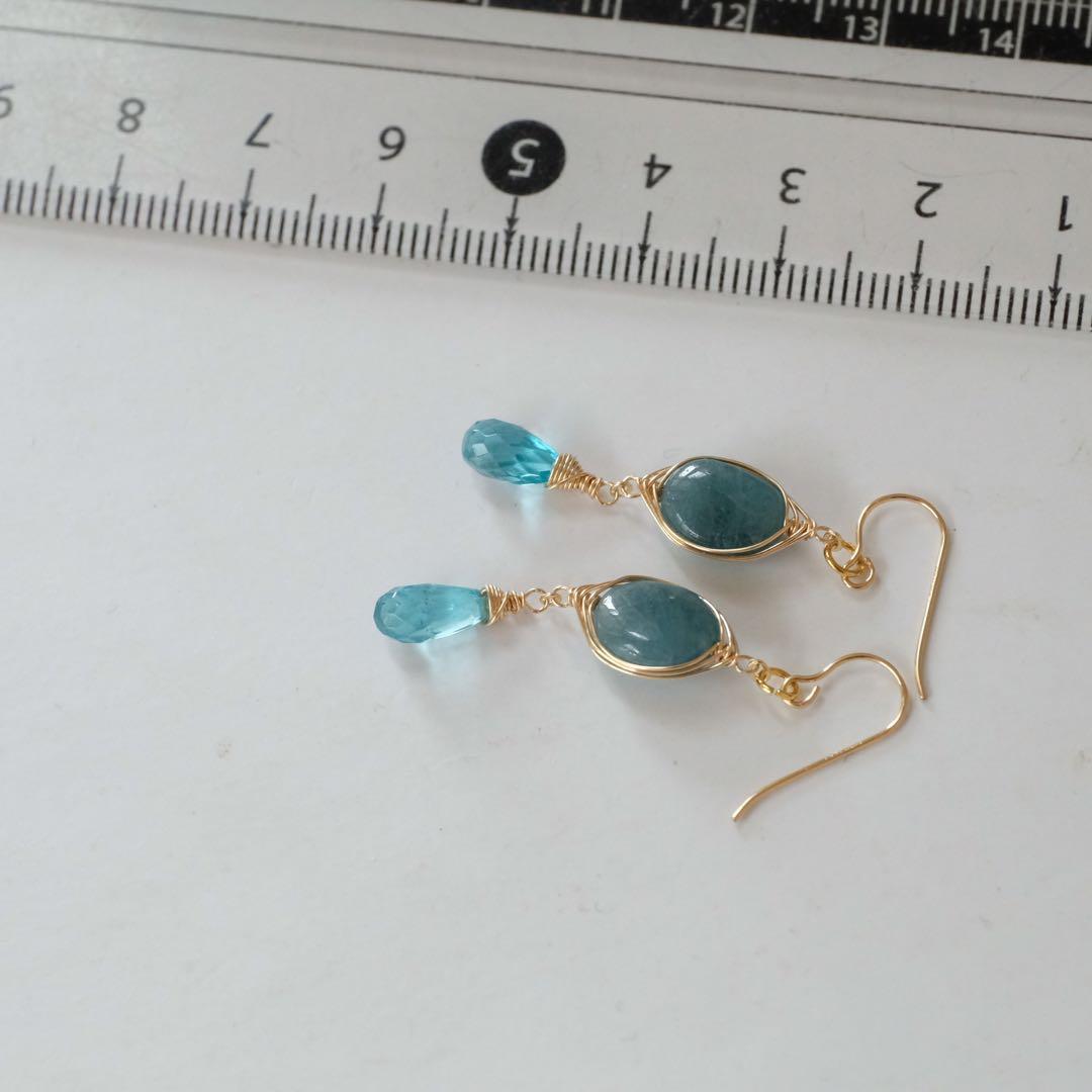 14kgfグランディディエライト・アパタイトピアス/イヤリング