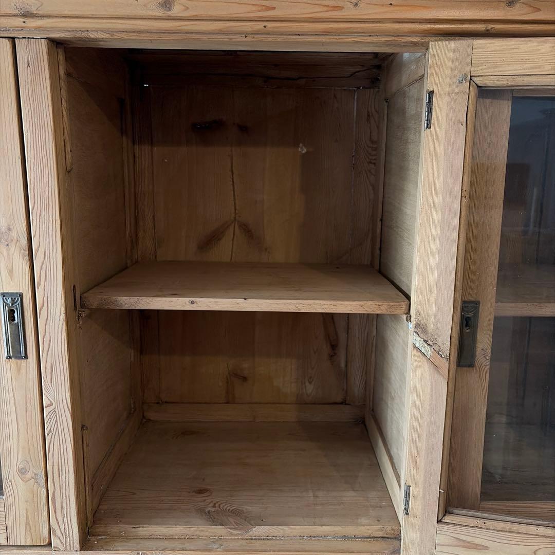 ビンテージ ガラス収納食器棚 キャビネット　ショーケース