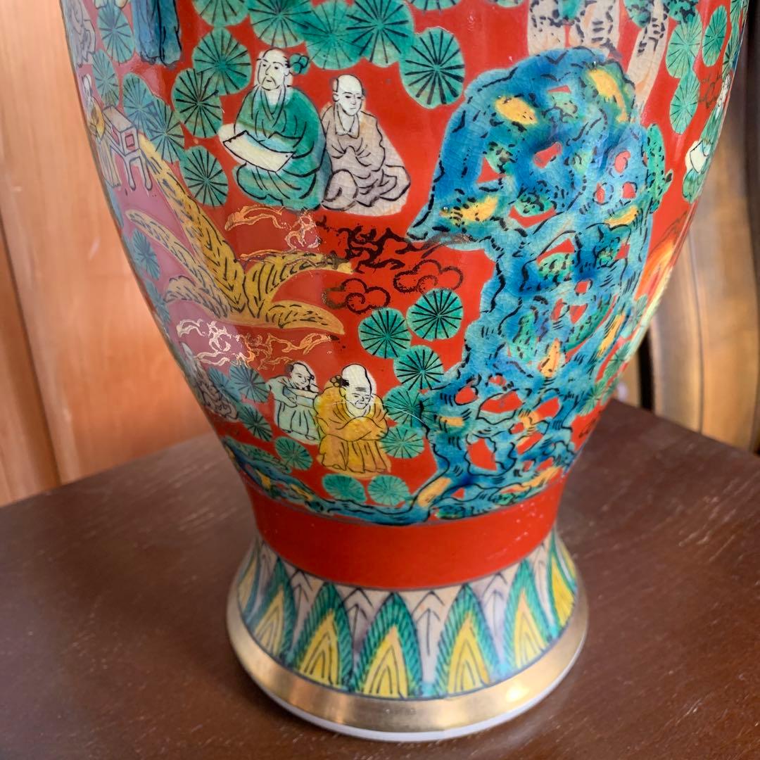 九谷焼、花瓶、壺　陶器　高さ約42ｃｍ　胴回り約直径２0ｃｍ　口周り約１5ｃｍ