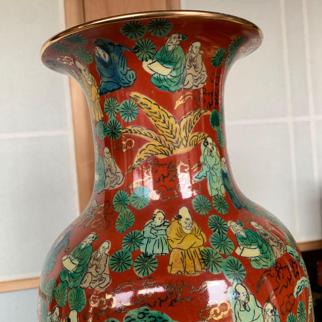 九谷焼、花瓶、壺　陶器　高さ約42ｃｍ　胴回り約直径２0ｃｍ　口周り約１5ｃｍ