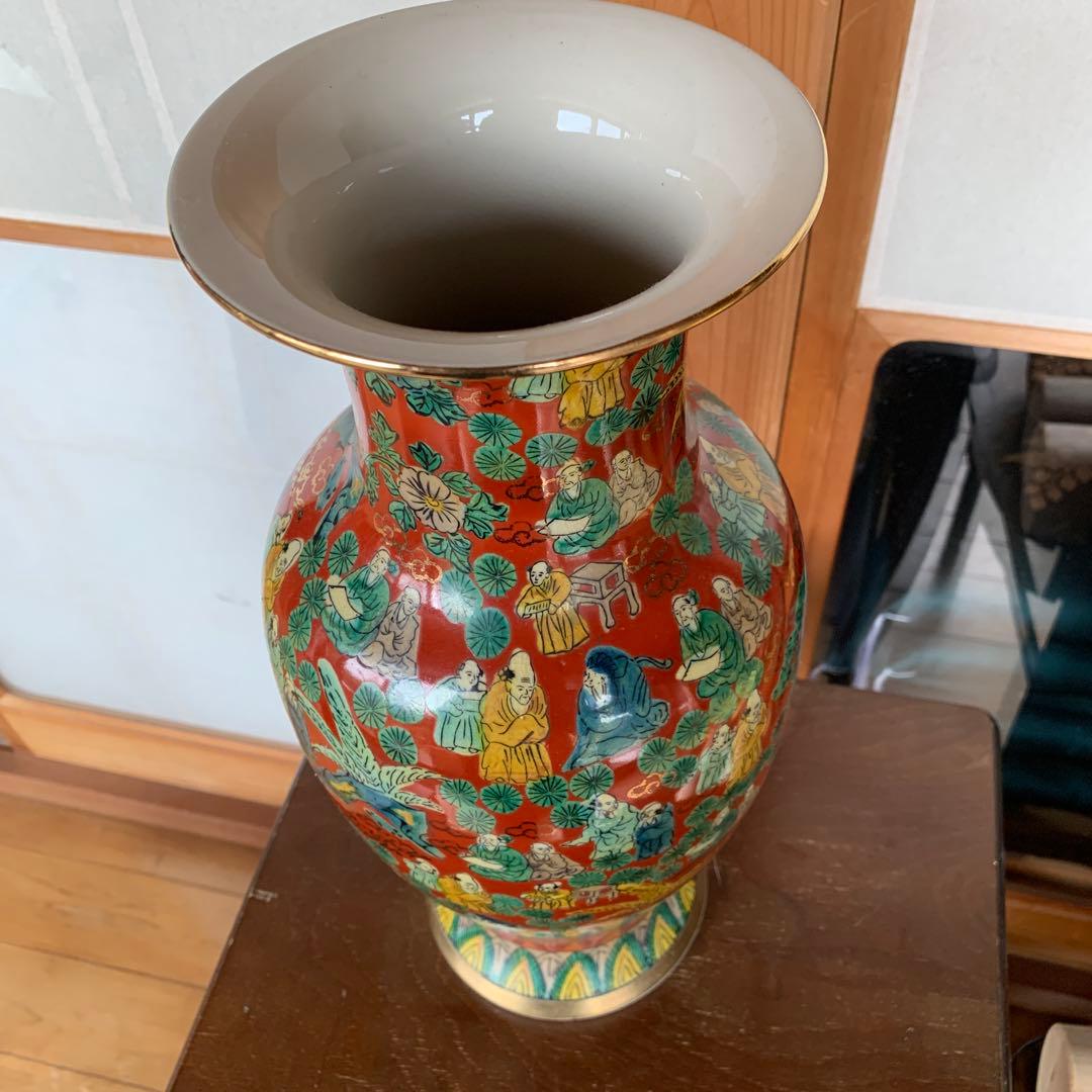 九谷焼、花瓶、壺　陶器　高さ約42ｃｍ　胴回り約直径２0ｃｍ　口周り約１5ｃｍ