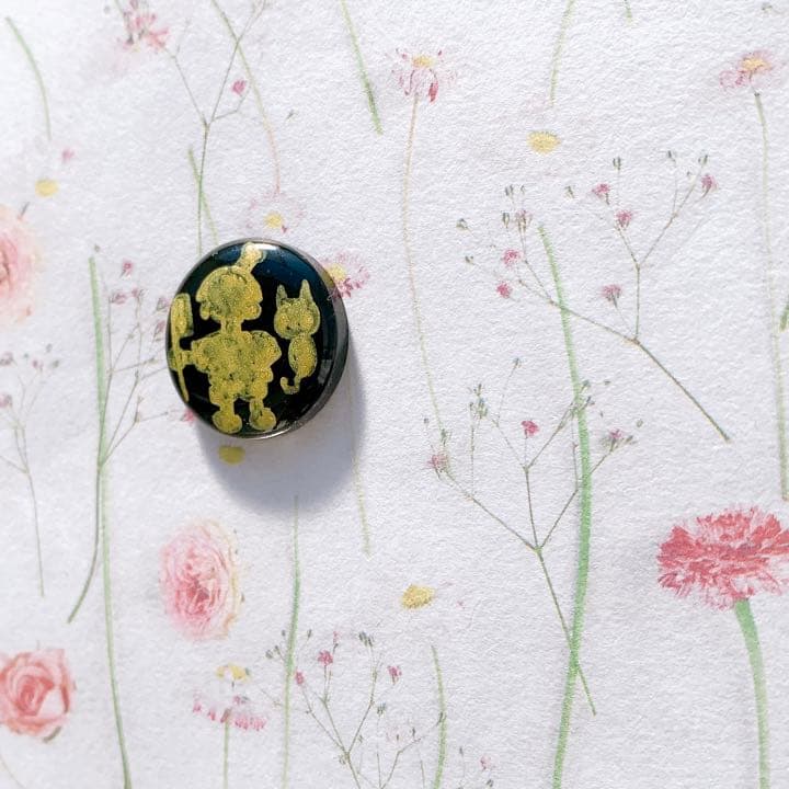 ★新作　限定1点★  手書き　ヘアゴム　ブローチ　レジン