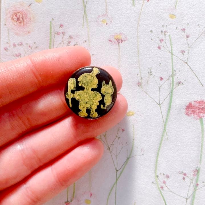 ★新作　限定1点★  手書き　ヘアゴム　ブローチ　レジン