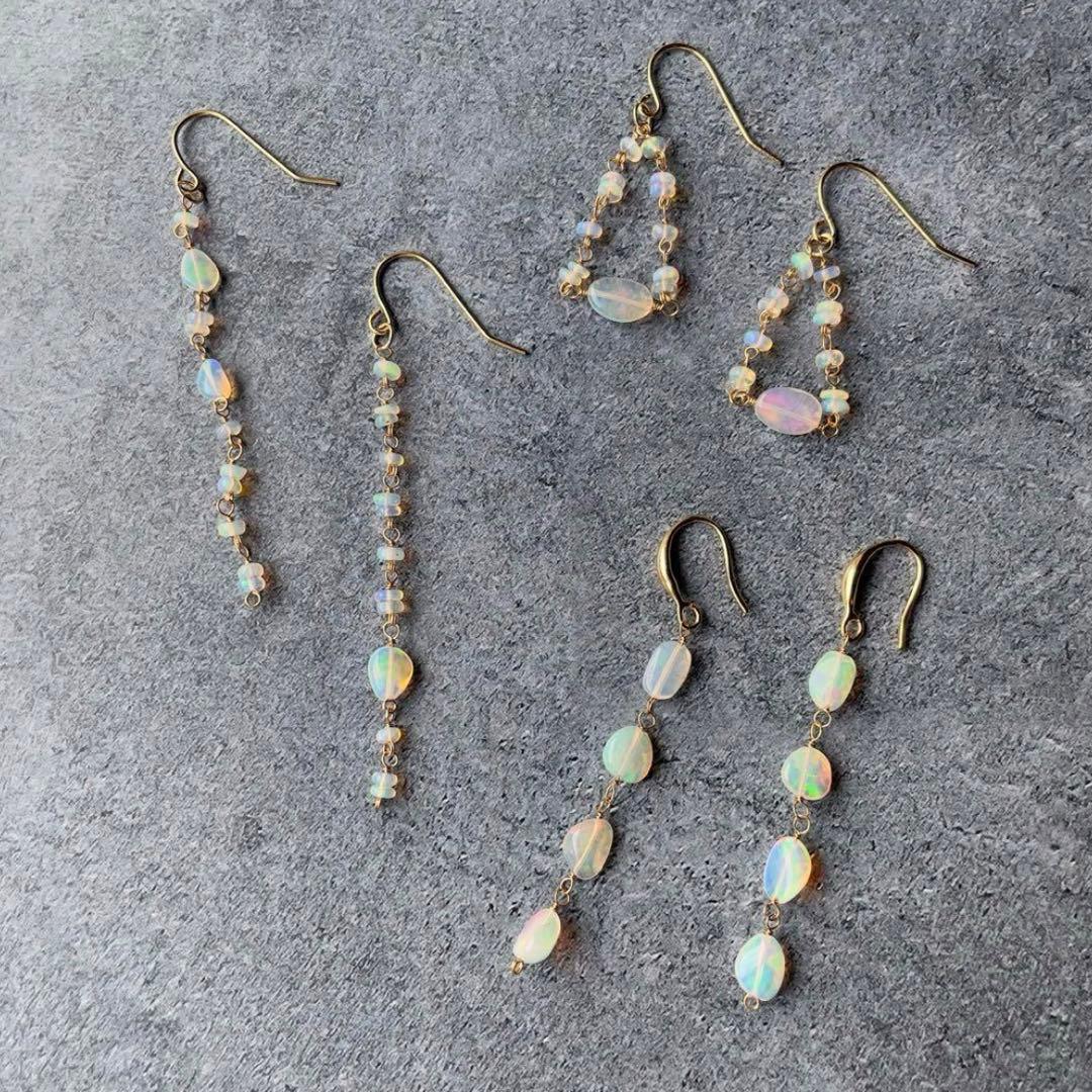 遊色ばっちり ぷるぷる エチオピアオパール ロングピアス