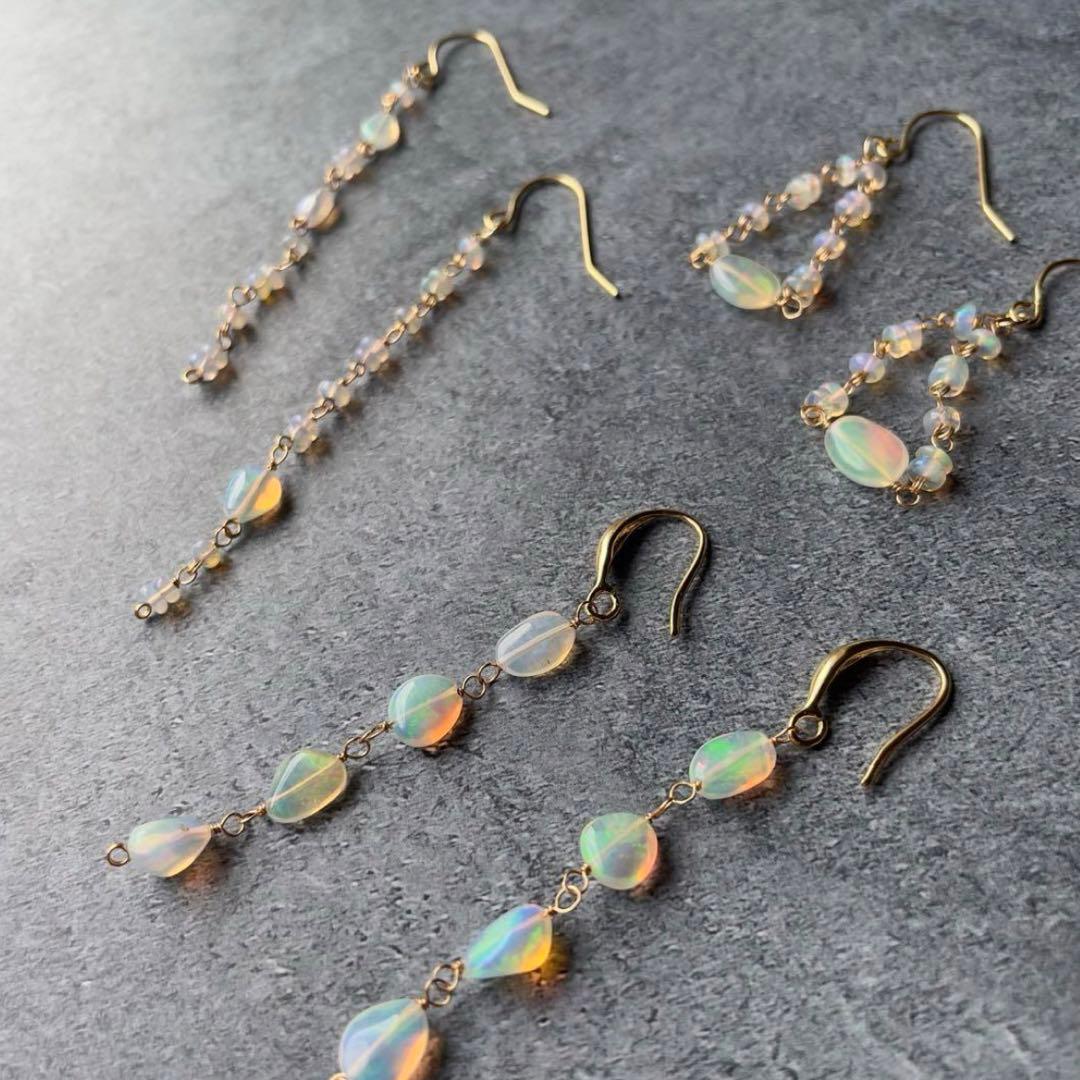 遊色ばっちり ぷるぷる エチオピアオパール ロングピアス