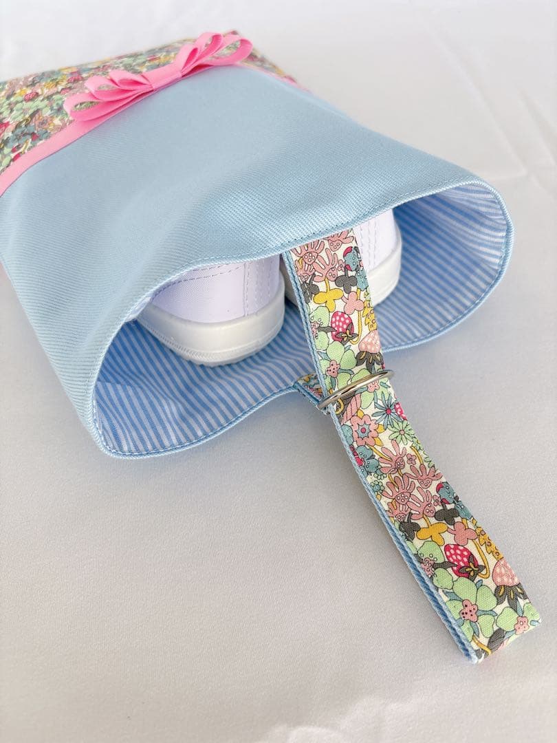 リバティ×グログランリボン　入園入学3点セット(ベビーピンク×フラワートップス)