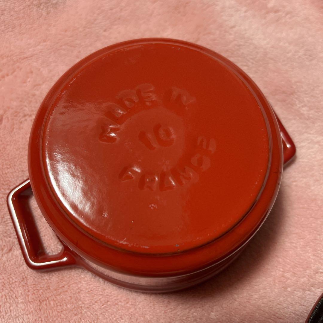 STAUB 鋳鉄 両手鍋 レッド 小型　ココテン