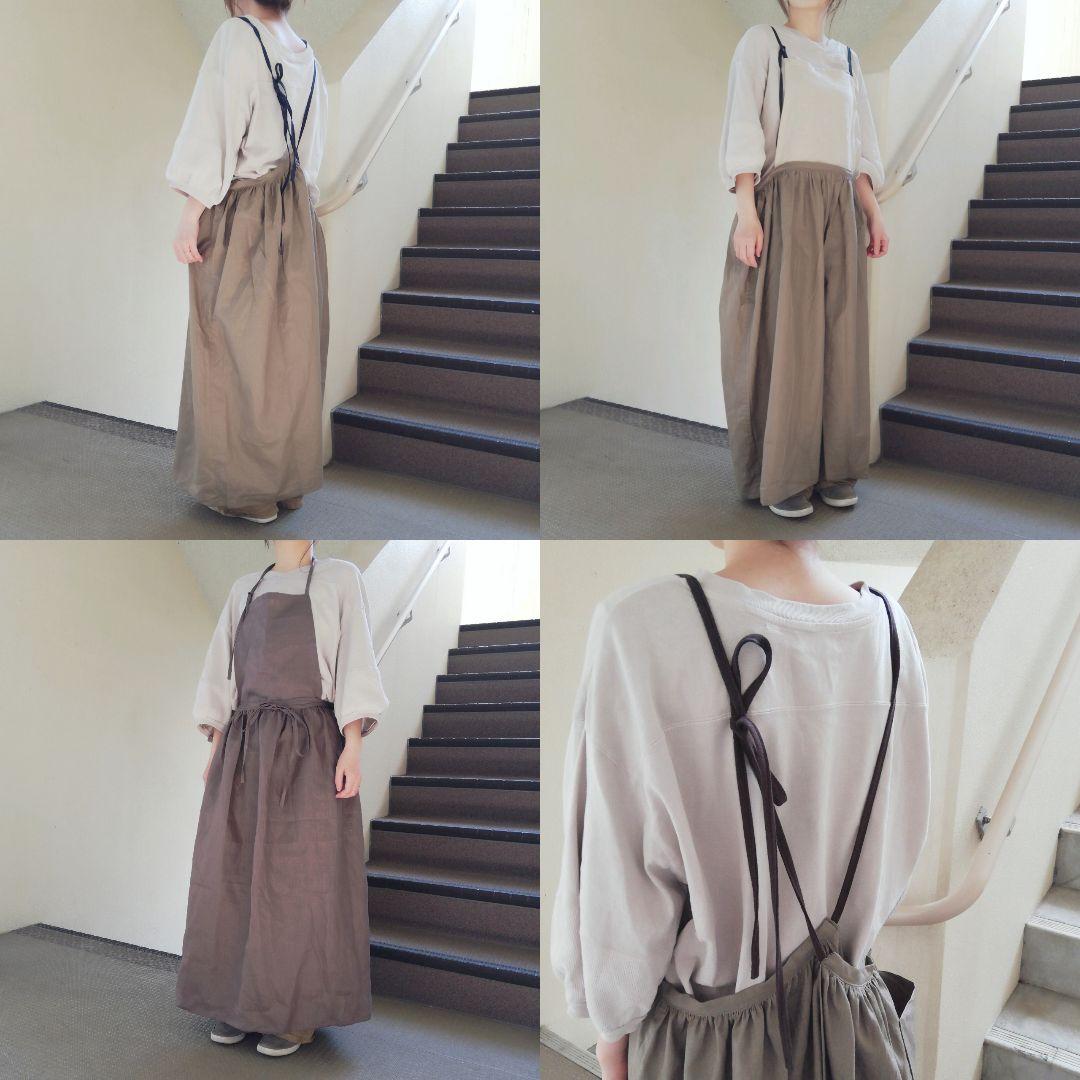 3wayエプロン◯ハーフリネン▼ホワイト✕ブラック