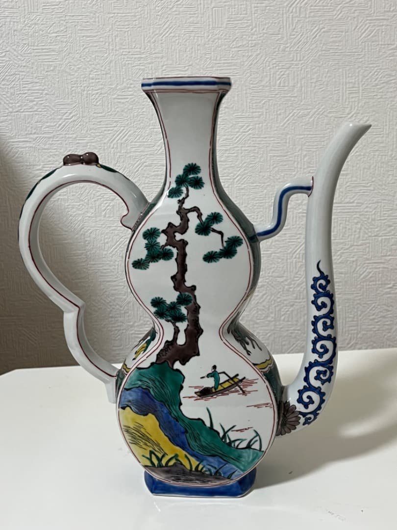 中国美術　唐人　山水　九谷焼　角福　冥 水差